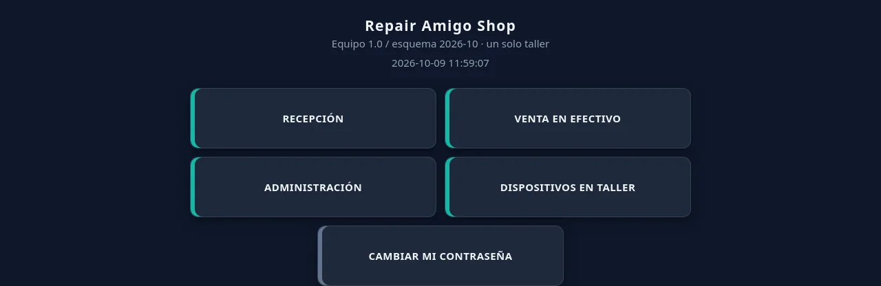 Menú principal de RepairAmigo
