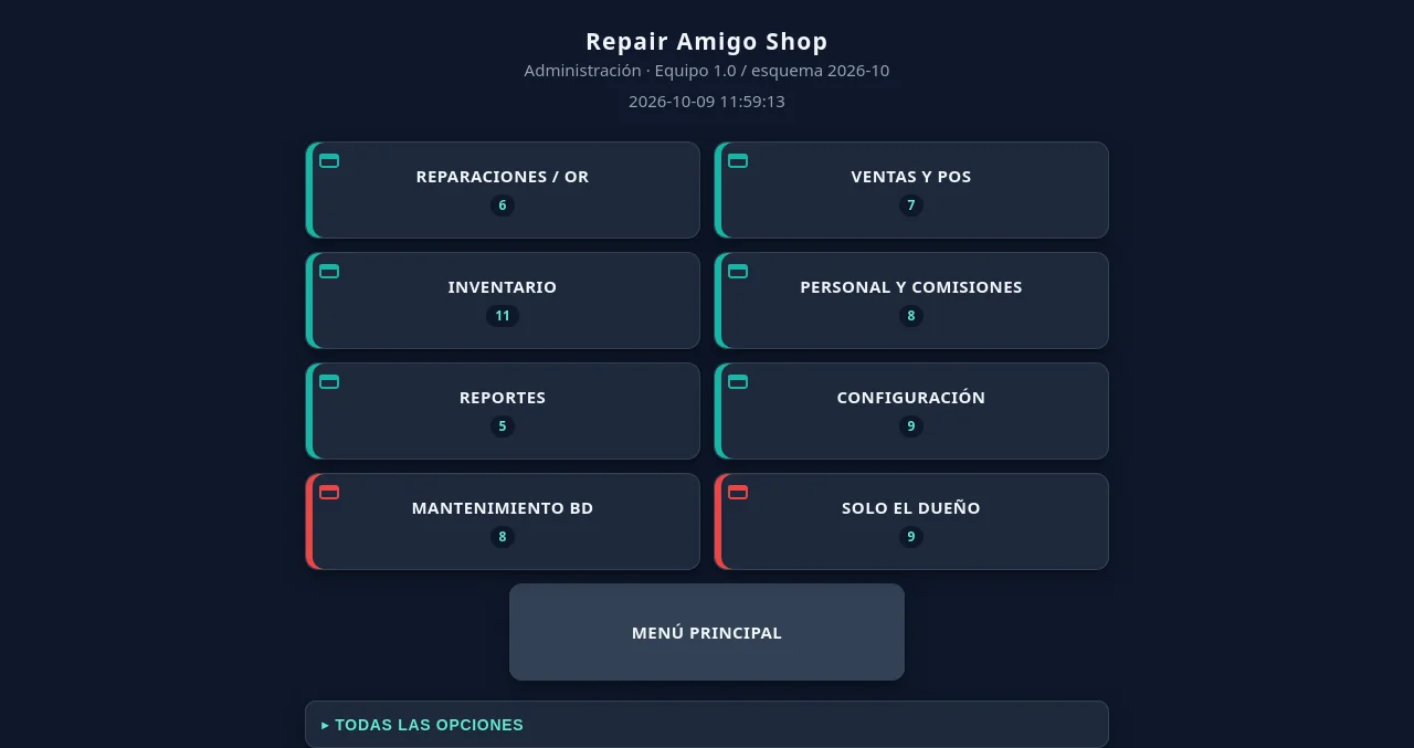 Menú de administración