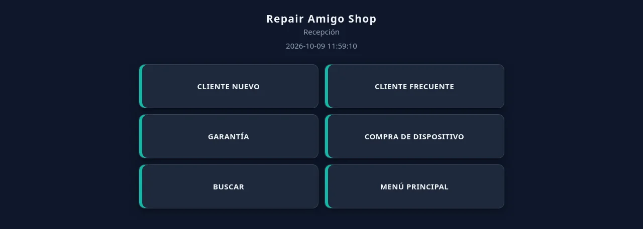 Menú de recepción