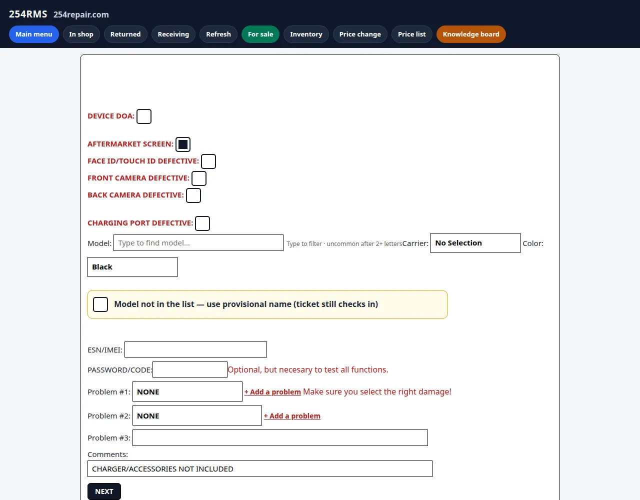 RepairAmigo intake form